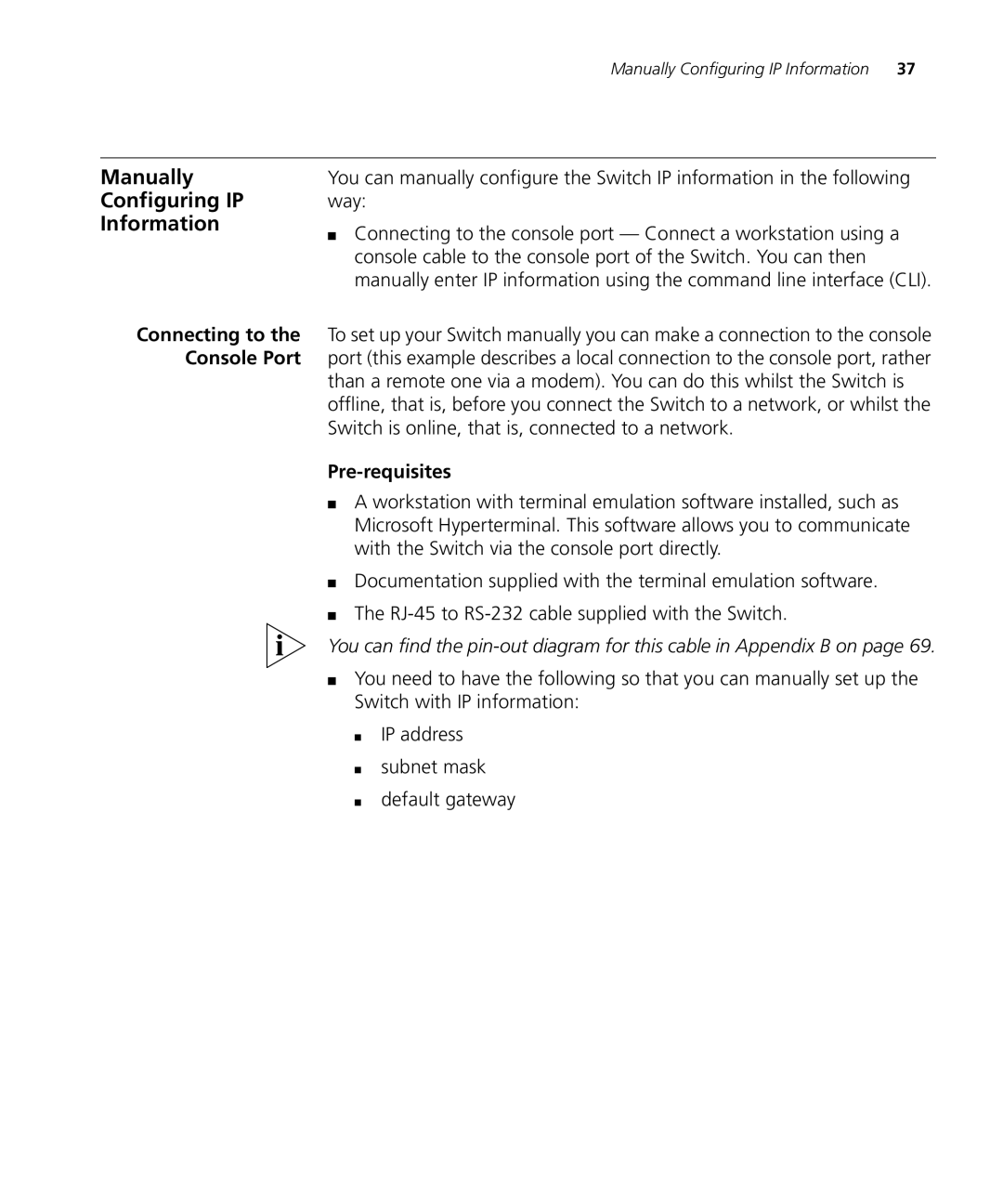 3Com 3CR16709-91, 3CR16708-91 manual Manually Configuring IP Information, Pre-requisites 