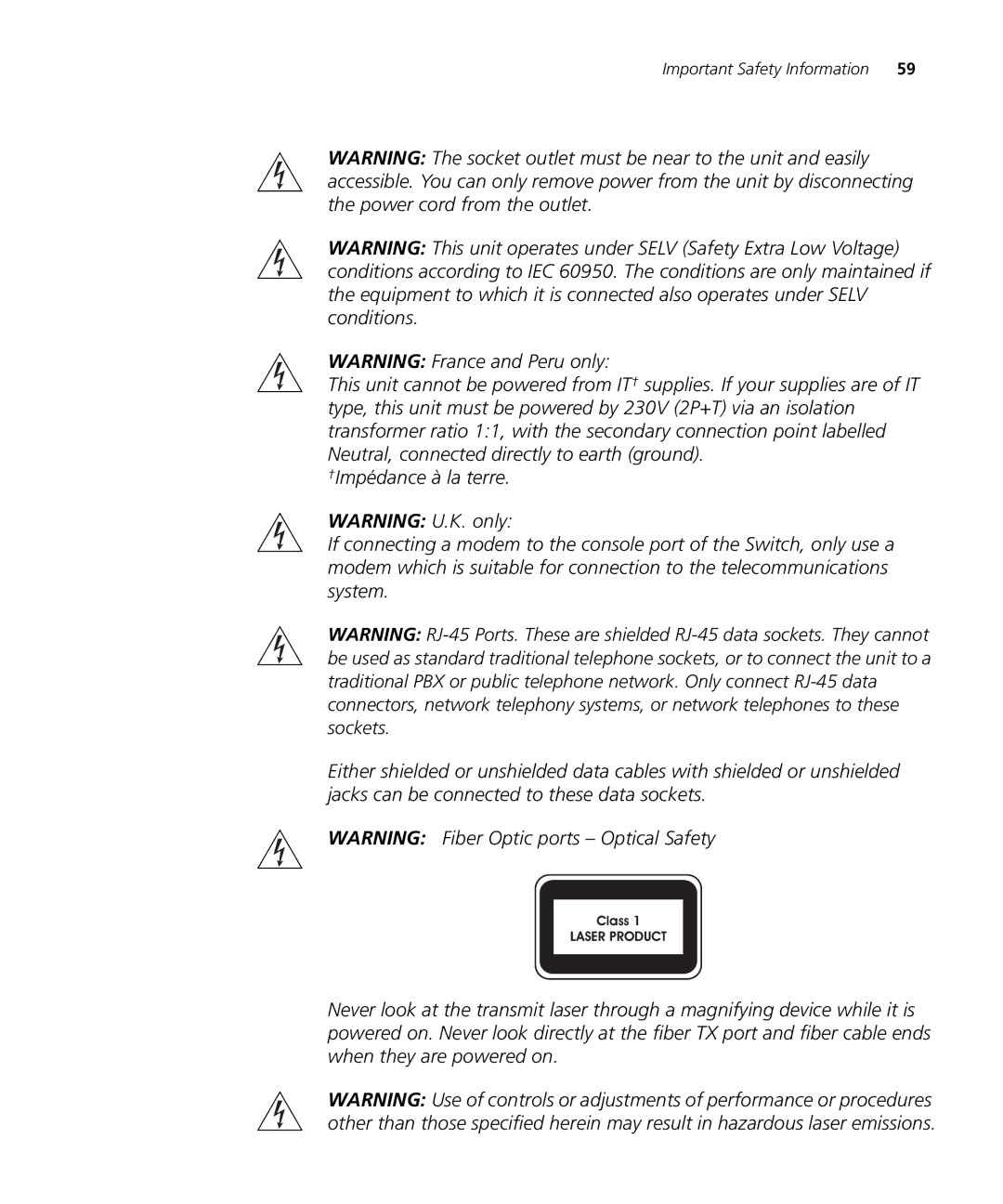 3Com 3CR16709-91, 3CR16708-91 manual Important Safety Information 