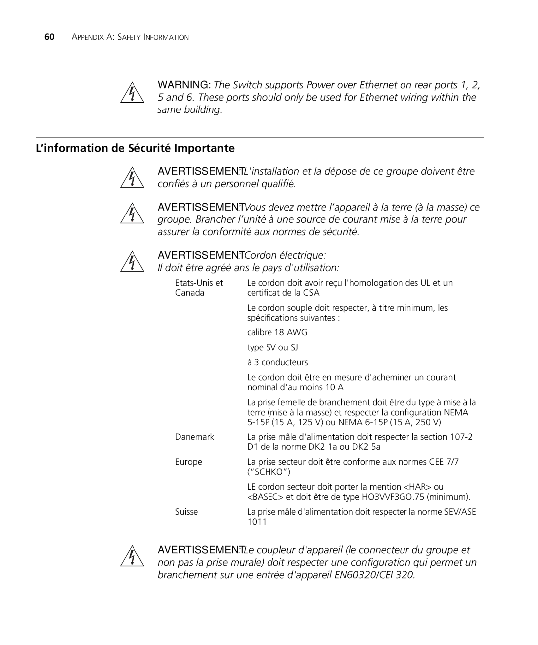 3Com 3CR16708-91, 3CR16709-91 manual ’information de Sécurité Importante, Schko 