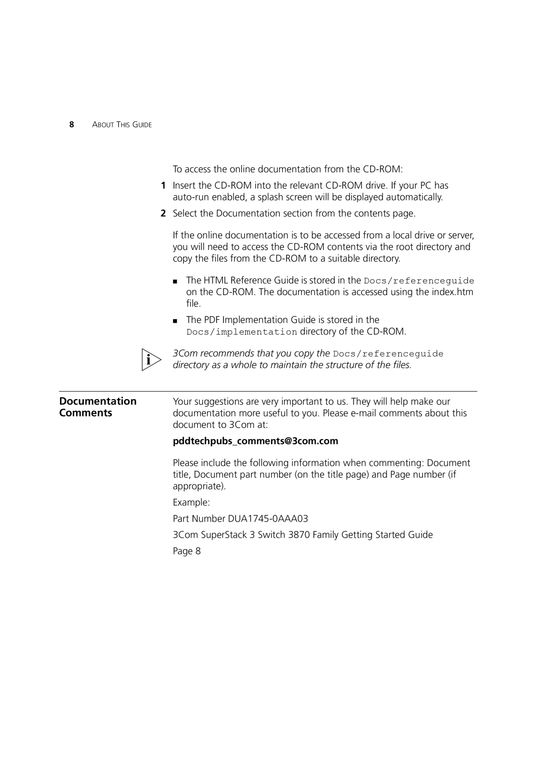 3Com 3CR17450-91, 3CR17451-91 manual Comments, To access the online documentation from the CD-ROM 