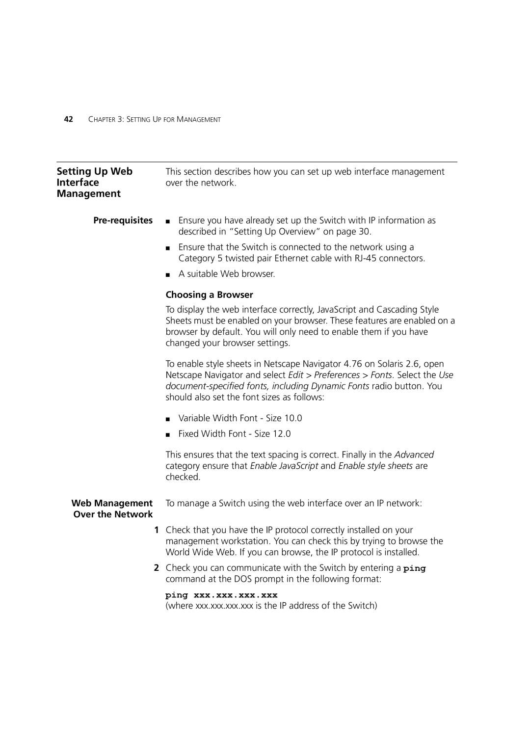 3Com 3CR17450-91, 3CR17451-91 manual Setting Up Web, Interface, Choosing a Browser, Over the Network 