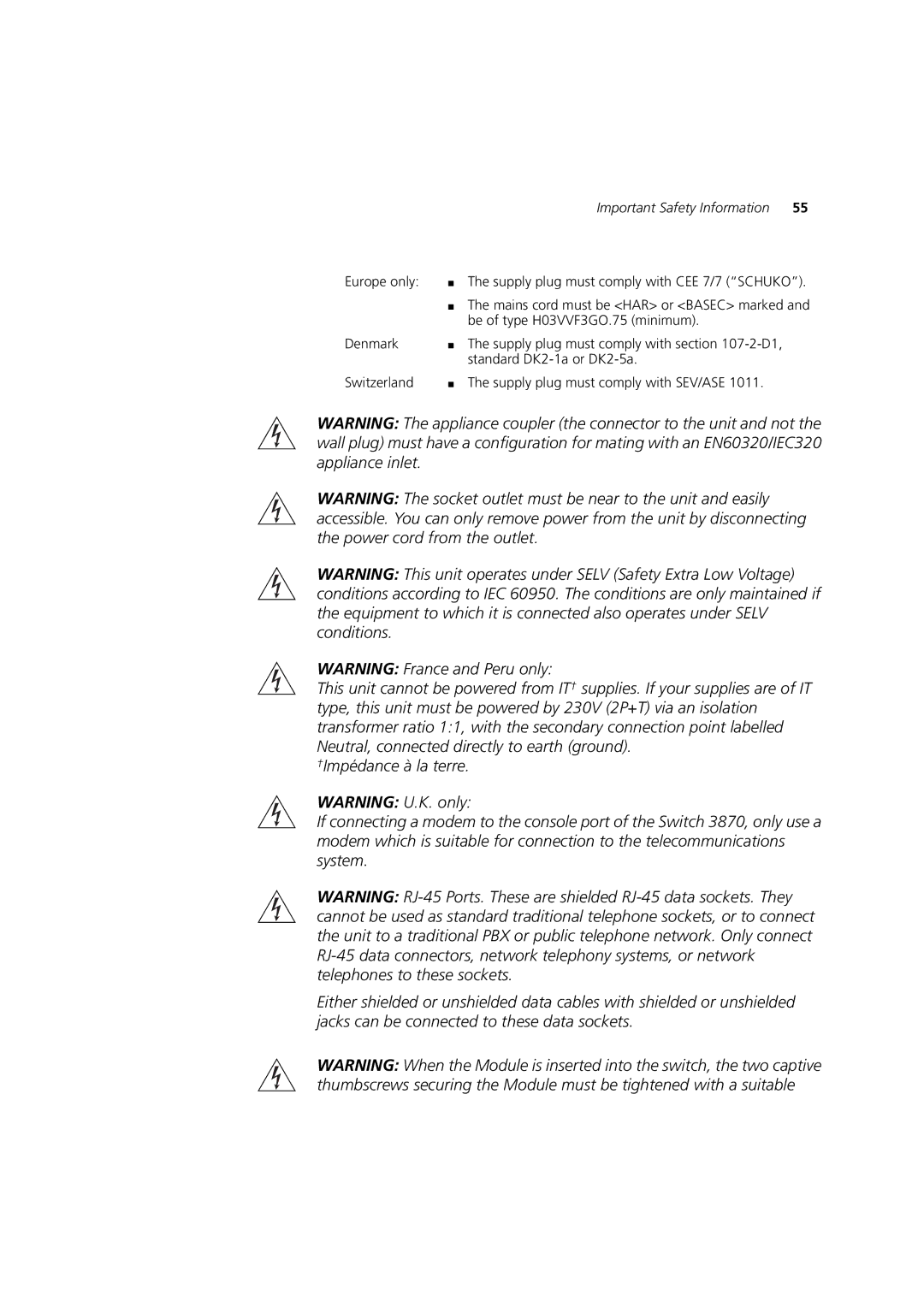 3Com 3CR17451-91, 3CR17450-91 manual Important Safety Information 