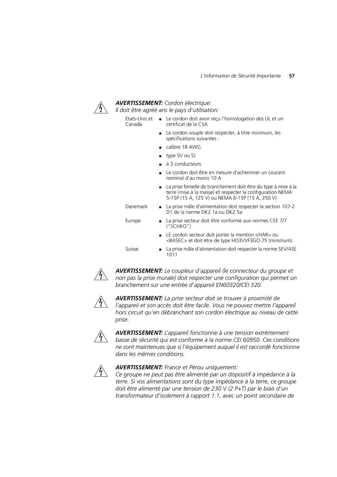 3Com 3CR17451-91, 3CR17450-91 manual ’information de Sécurité Importante 