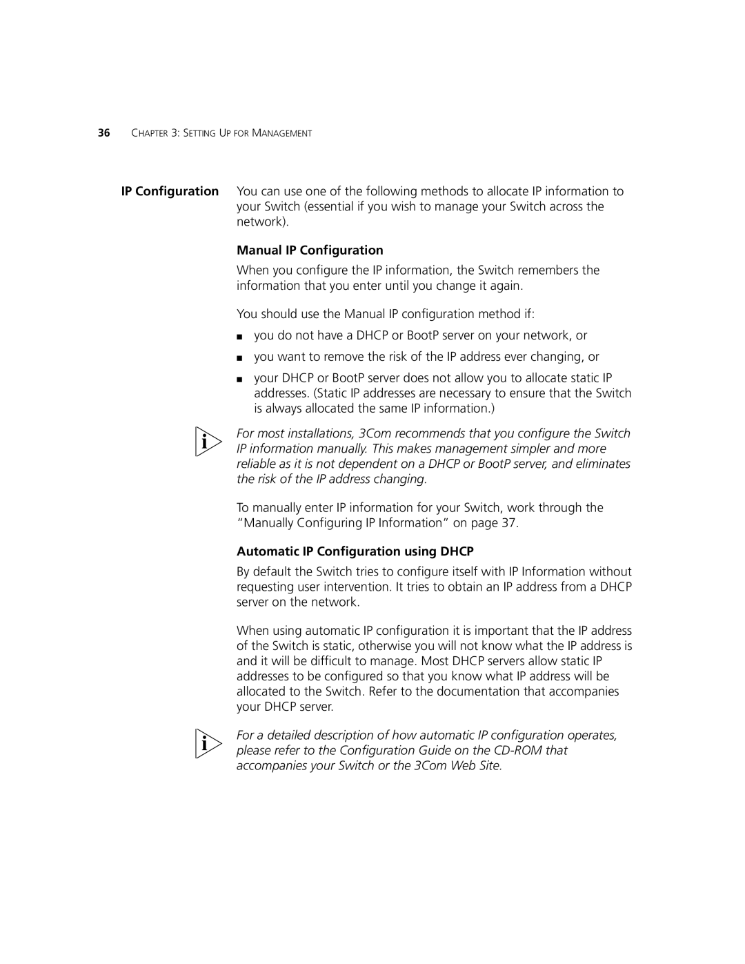 3Com 3CR17662-91, 3CR17661-91, 3CR17660-91 manual Manual IP Configuration, Automatic IP Configuration using Dhcp 