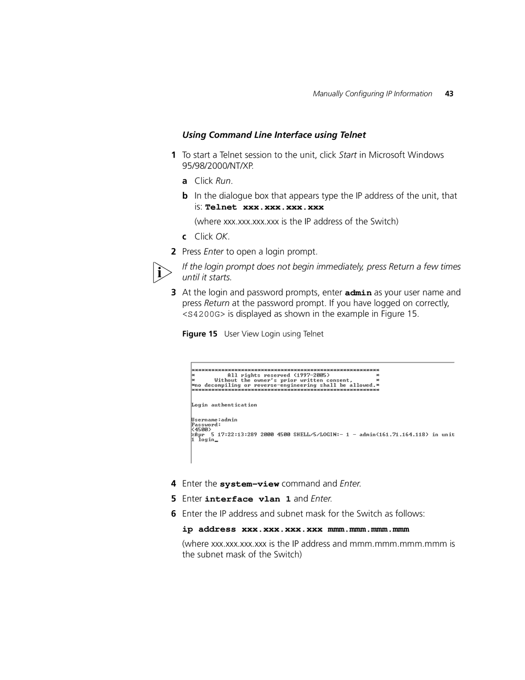 3Com 3CR17661-91, 3CR17662-91, 3CR17660-91 manual Using Command Line Interface using Telnet 