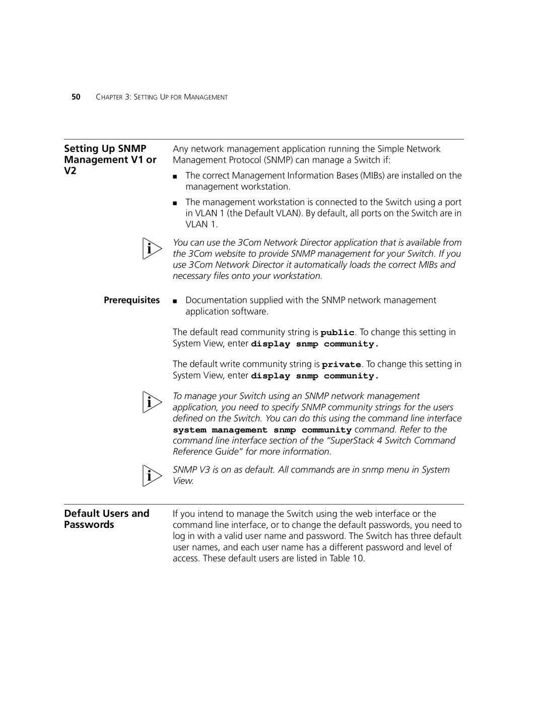 3Com 3CR17660-91, 3CR17662-91, 3CR17661-91 manual Setting Up Snmp Management V1 or 