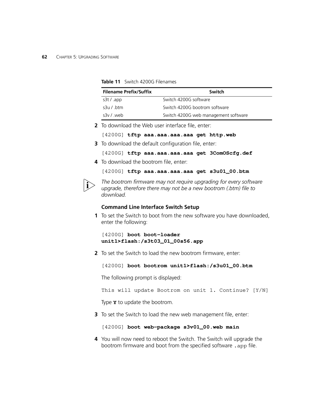 3Com 3CR17660-91, 3CR17662-91, 3CR17661-91 manual Command Line Interface Switch Setup 