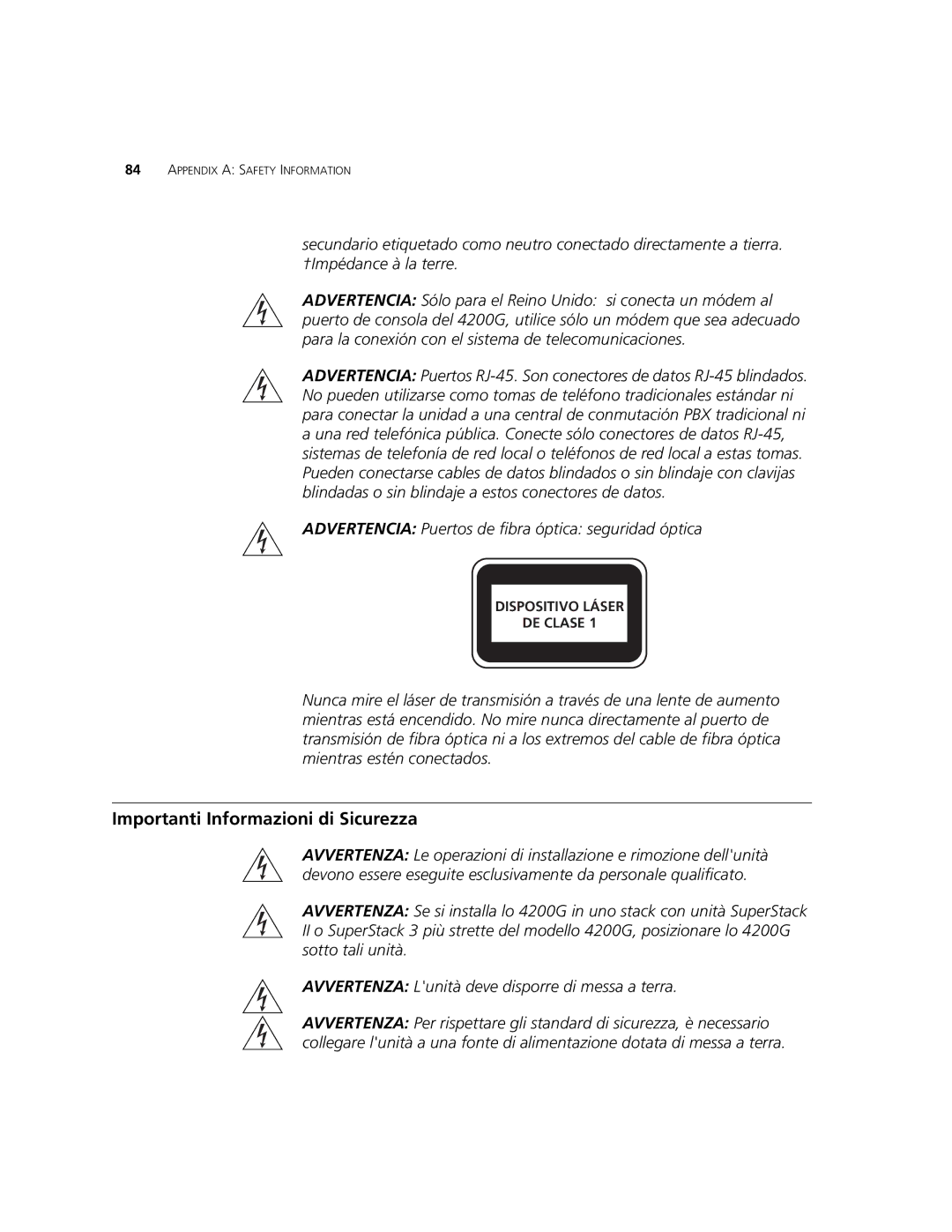 3Com 3CR17662-91, 3CR17661-91, 3CR17660-91 manual Importanti Informazioni di Sicurezza 