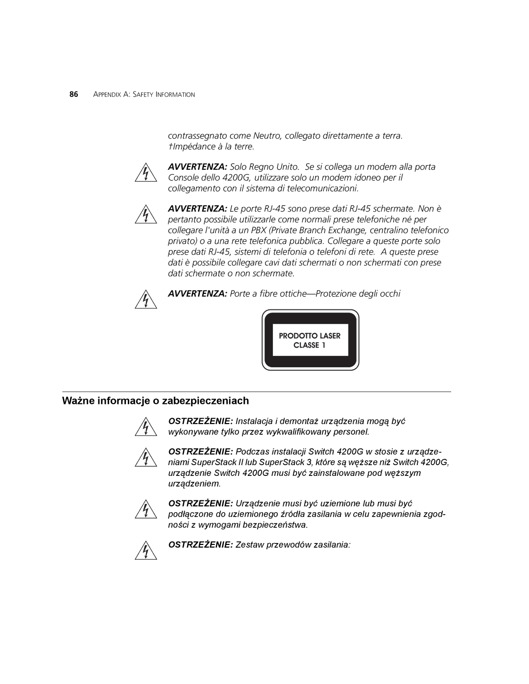 3Com 3CR17660-91, 3CR17662-91, 3CR17661-91 manual Ważne informacje o zabezpieczeniach 