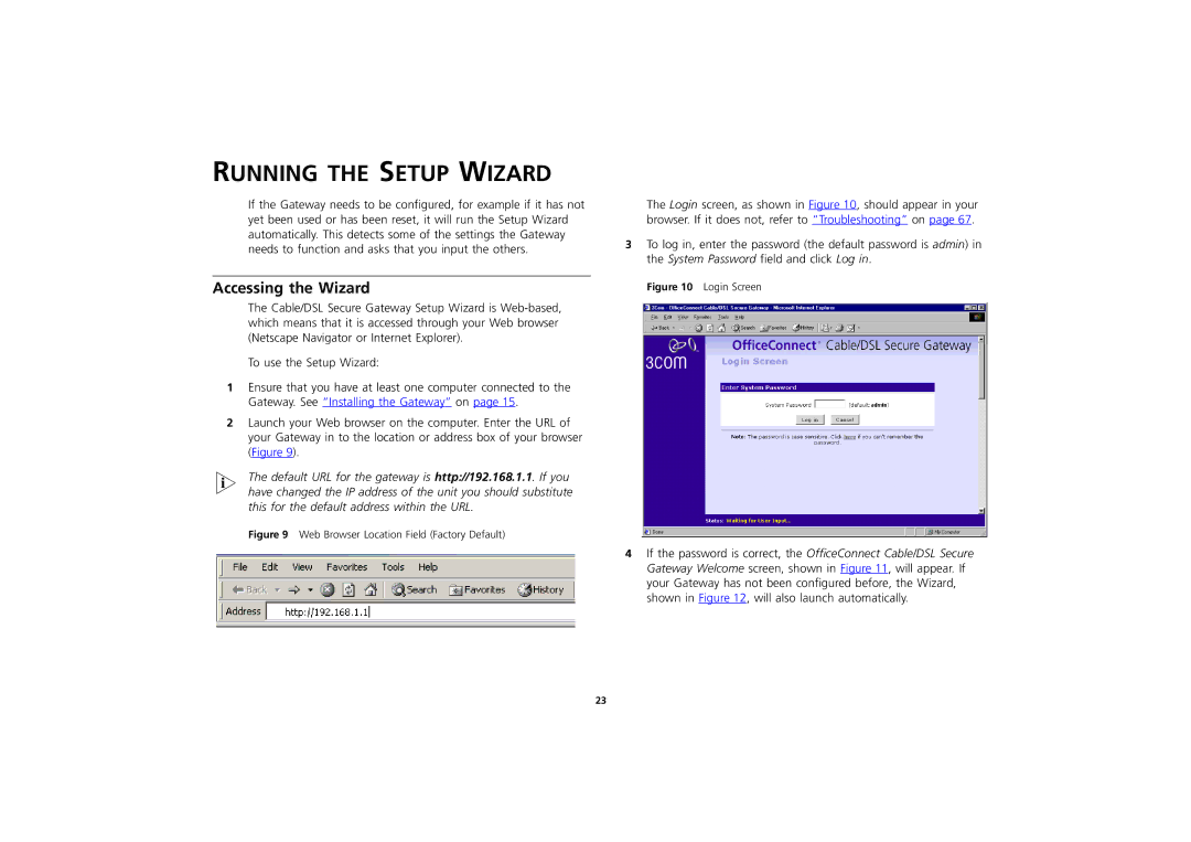 3Com 3CR856-95 manual Running the Setup Wizard, Accessing the Wizard 