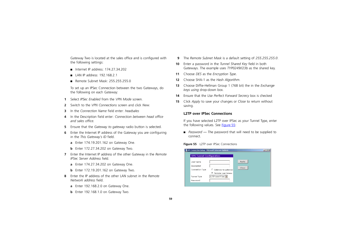 3Com 3CR856-95 manual L2TP over IPSec Connections, Connection Name field enter headsales 