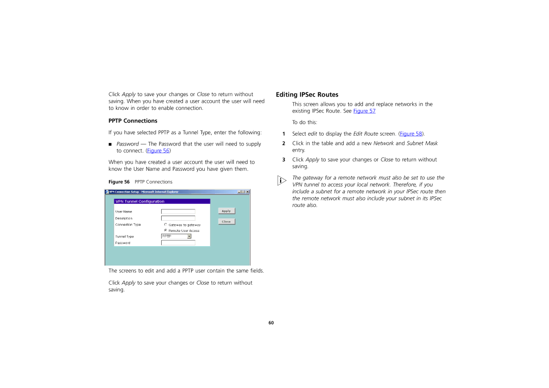 3Com 3CR856-95 manual Editing IPSec Routes, Pptp Connections 