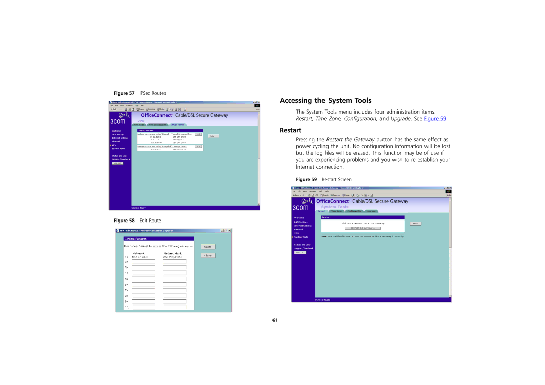 3Com 3CR856-95 manual Accessing the System Tools, Restart 