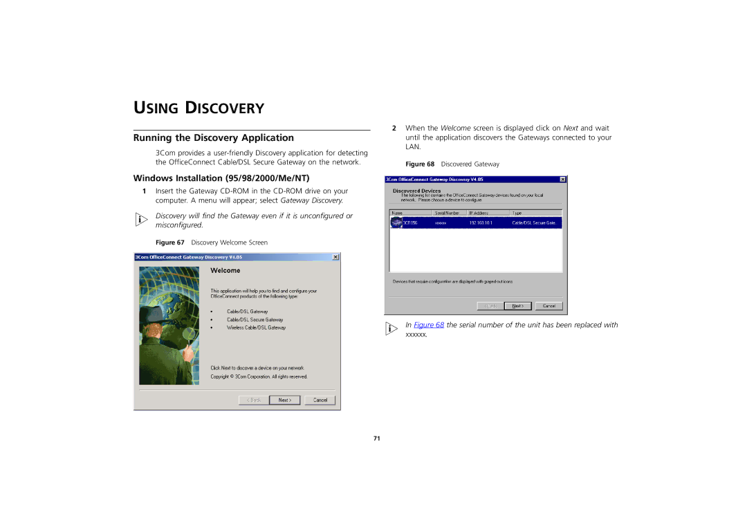 3Com 3CR856-95 manual Using Discovery, Running the Discovery Application, Windows Installation 95/98/2000/Me/NT 