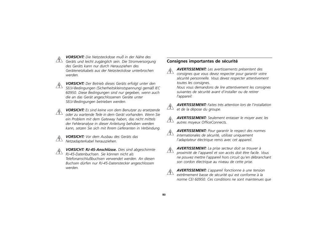 3Com 3CR856-95 manual Consignes importantes de sécurité 