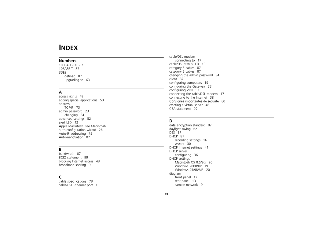 3Com 3CR856-95 manual Index, Numbers 