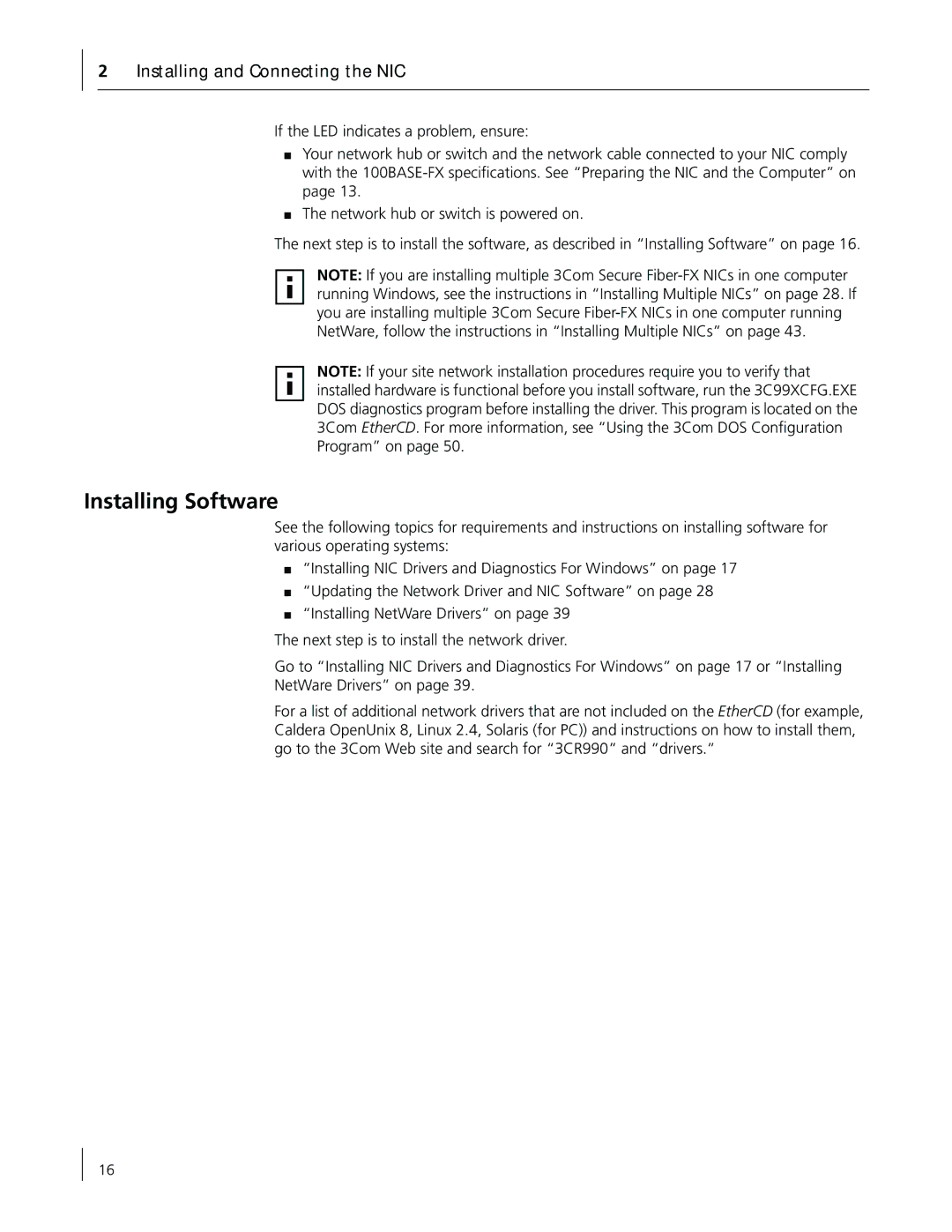 3Com 3CR990-FX-97 manual Installing Software 