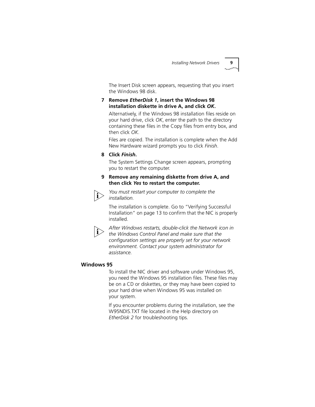 3Com 3CR990-TX-95, 3CR990-TX-97, 3CR990SVR97, 3CR990SVR95 installation instructions Windows 