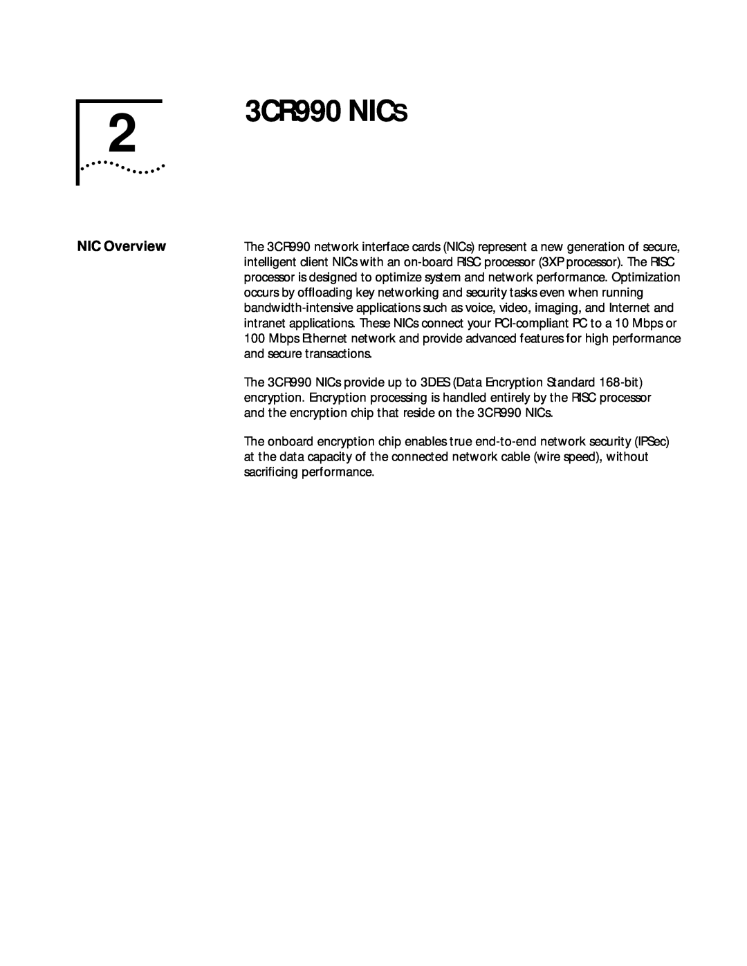 3Com manual 3CR990 NICS, NIC Overview 