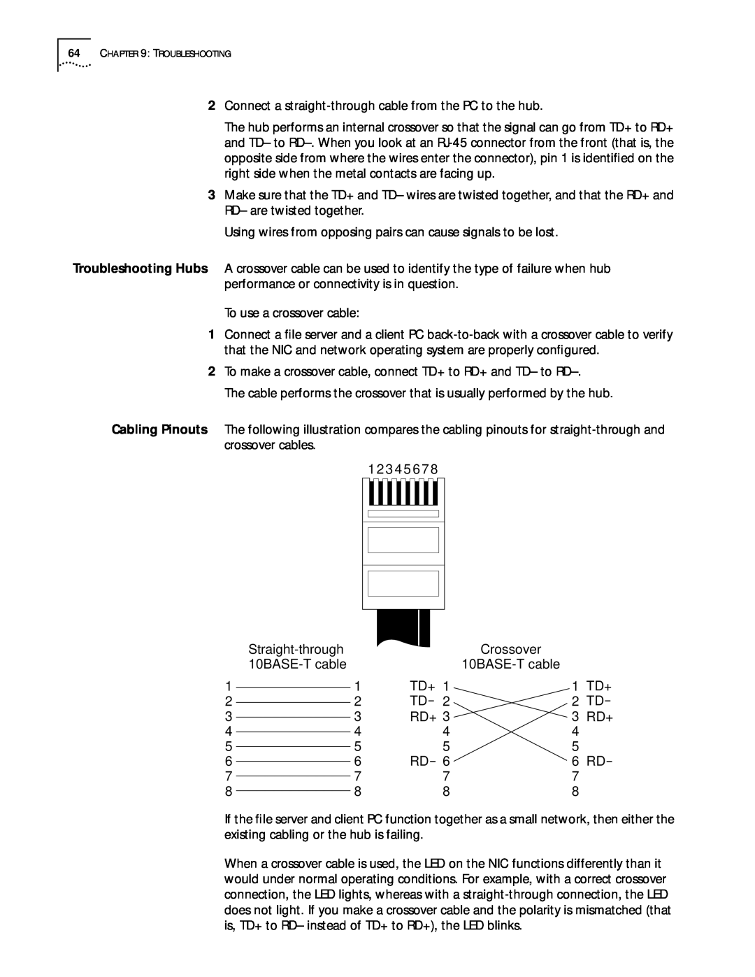 3Com 3CR990 manual Connect a straight-through cable from the PC to the hub 