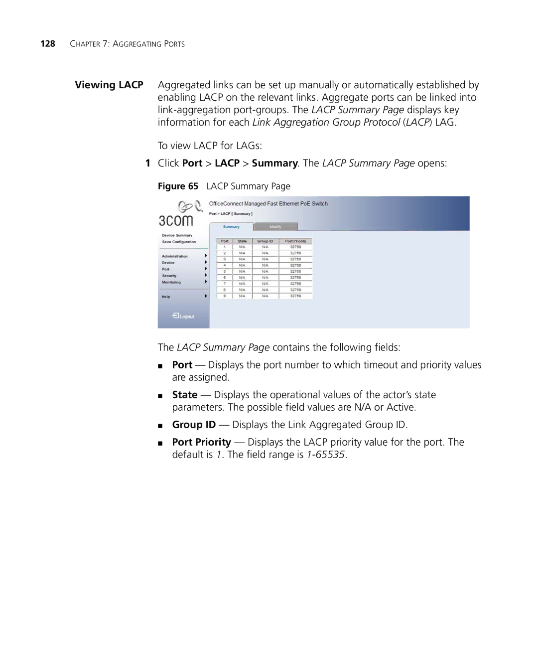 3Com 3CRDSF9PWR manual Lacp Summary 