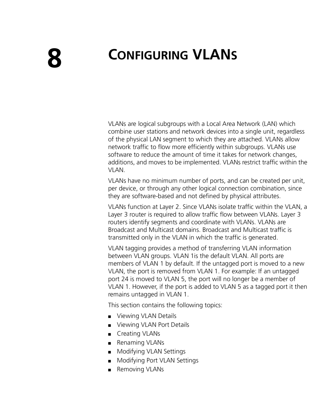 3Com 3CRDSF9PWR manual Configuring Vlans 