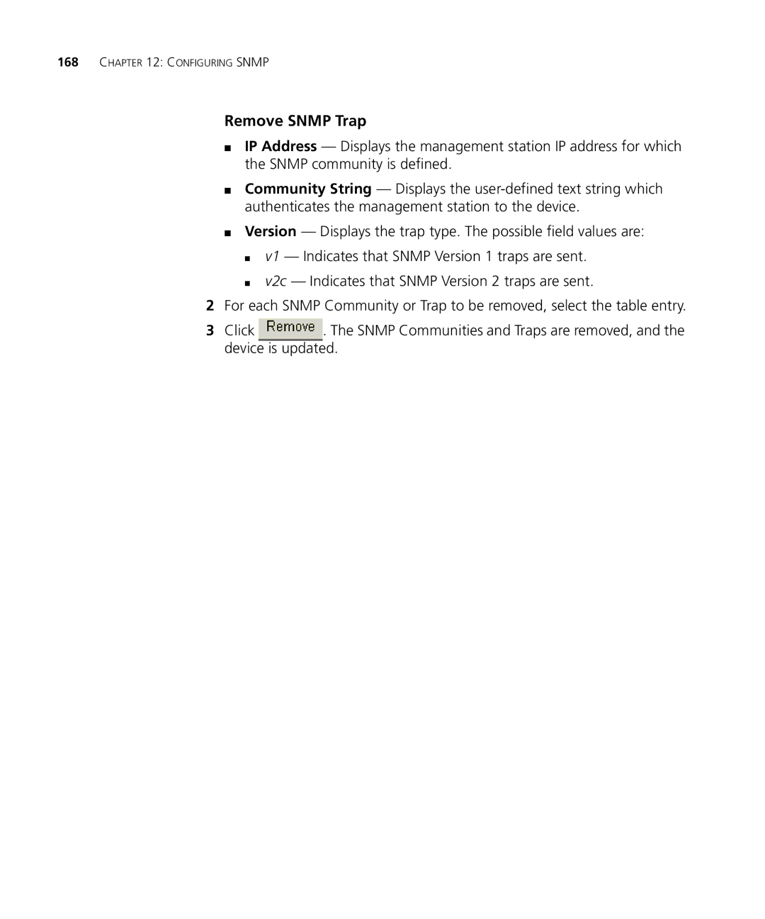 3Com 3CRDSF9PWR manual Remove Snmp Trap 