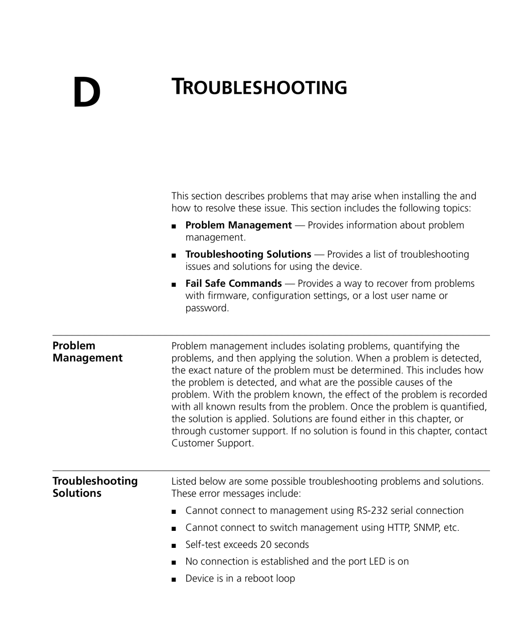 3Com 3CRDSF9PWR manual Problem, Troubleshooting, Solutions 