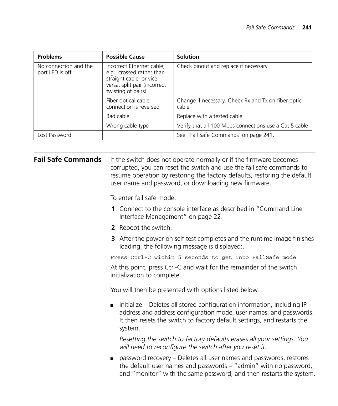 3Com 3CRDSF9PWR manual Problems Possible Cause Solution 