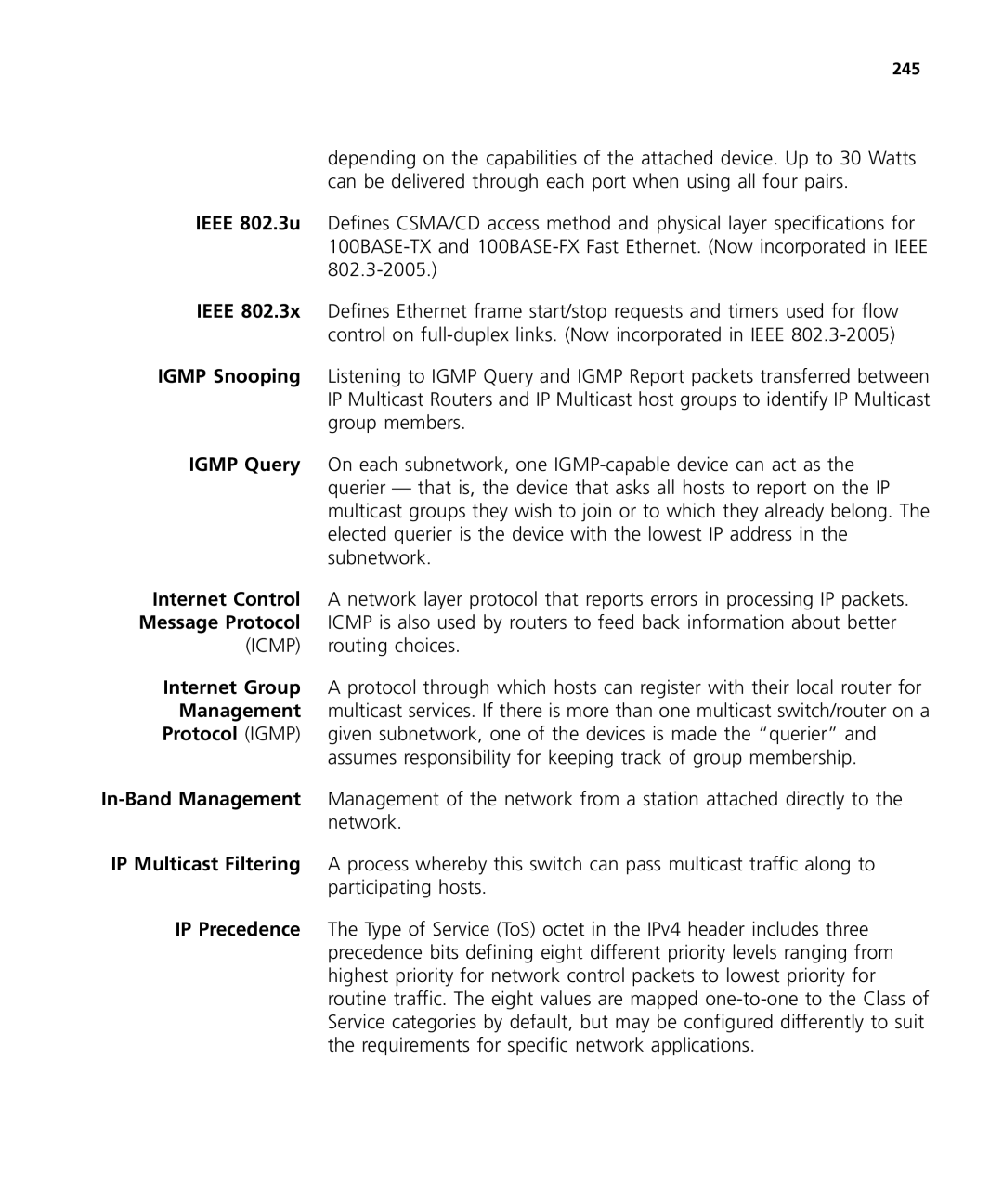 3Com 3CRDSF9PWR Ieee 802.3u, Igmp Snooping, Igmp Query, Internet Control, Message Protocol, Internet Group, Management 