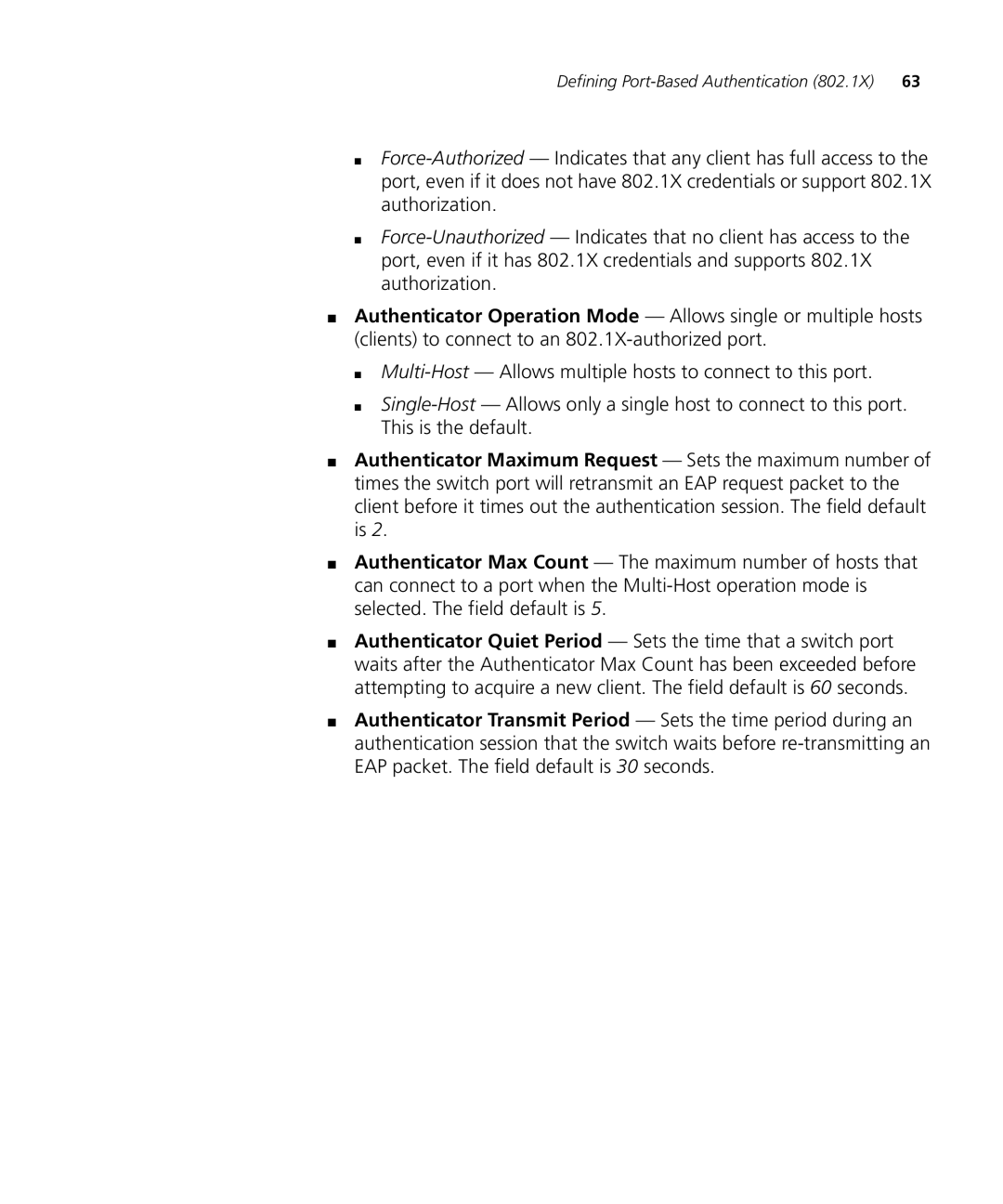 3Com 3CRDSF9PWR manual Defining Port-Based Authentication 