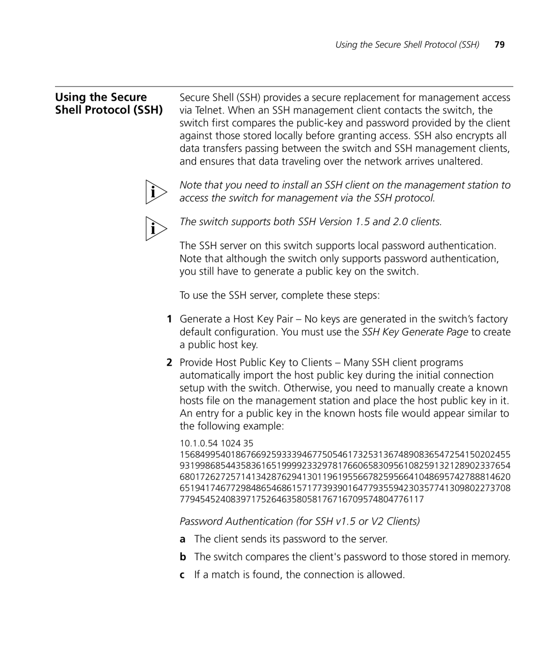 3Com 3CRDSF9PWR manual Switch supports both SSH Version 1.5 and 2.0 clients 