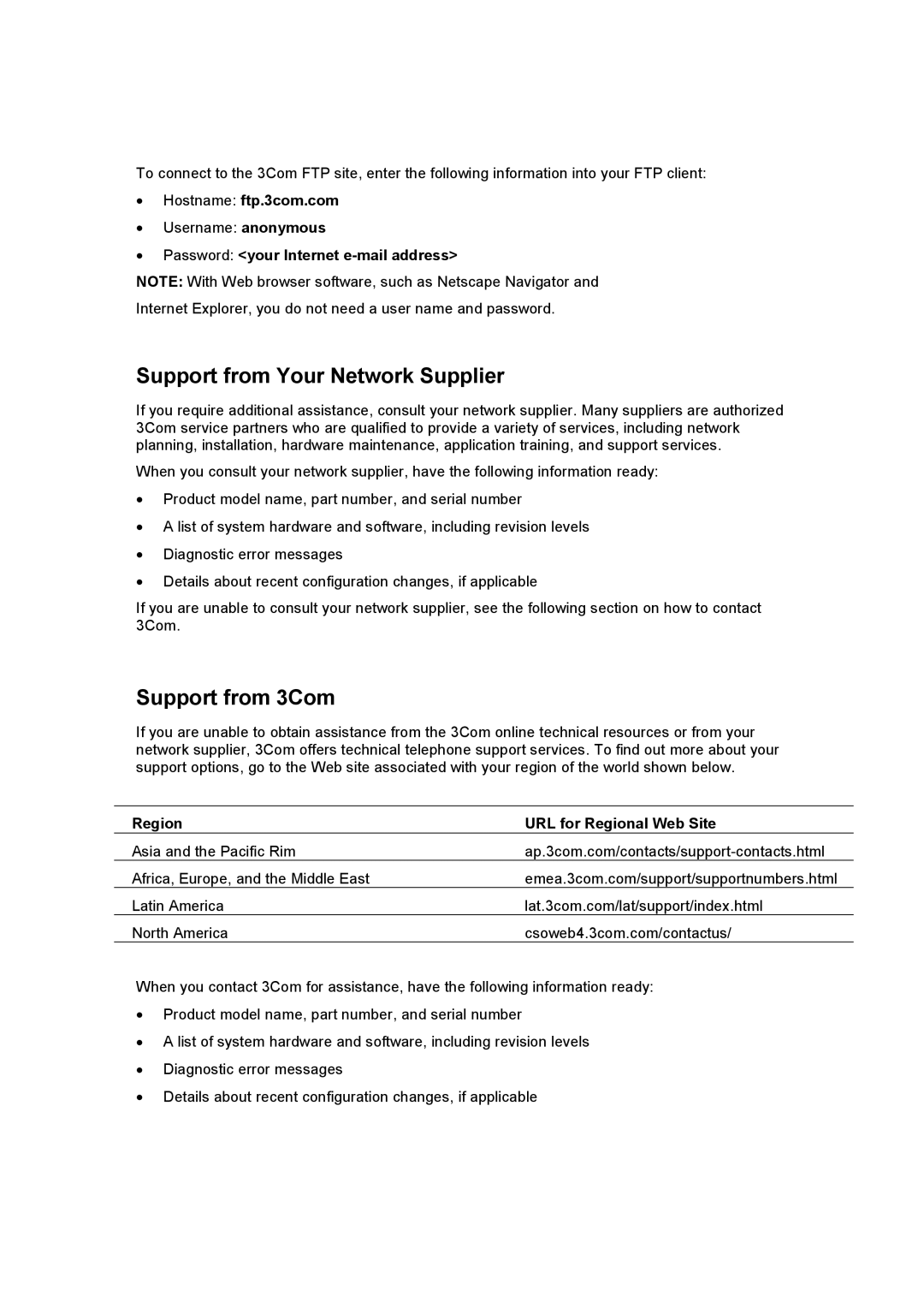 3Com 3CRDW696 manual Support from Your Network Supplier, Support from 3Com 