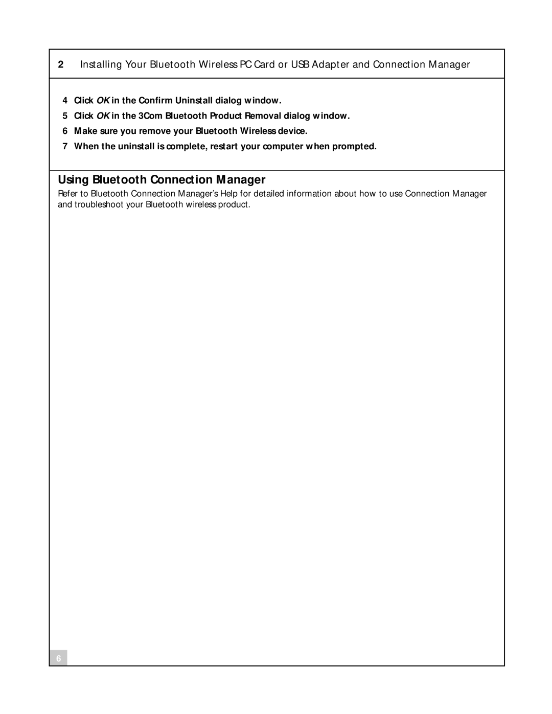 3Com 3CREB96B, 3CRWB6096B manual Using Bluetooth Connection Manager 