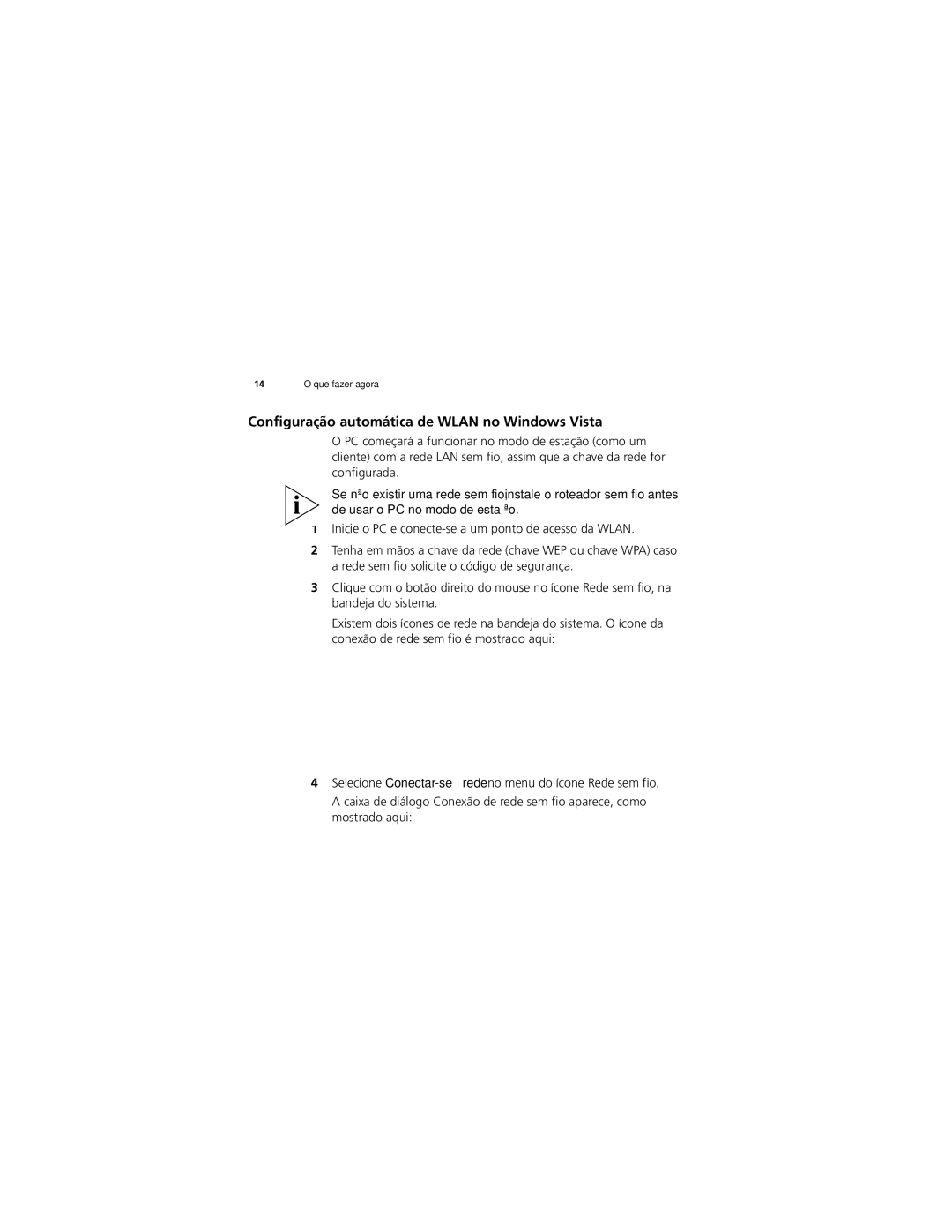 3Com 3CRPCIG75-LAT manual Configuração automática de Wlan no Windows Vista 