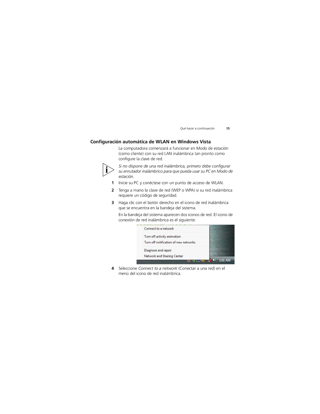 3Com 3CRPCIG75-LAT manual Configuración automática de Wlan en Windows Vista 