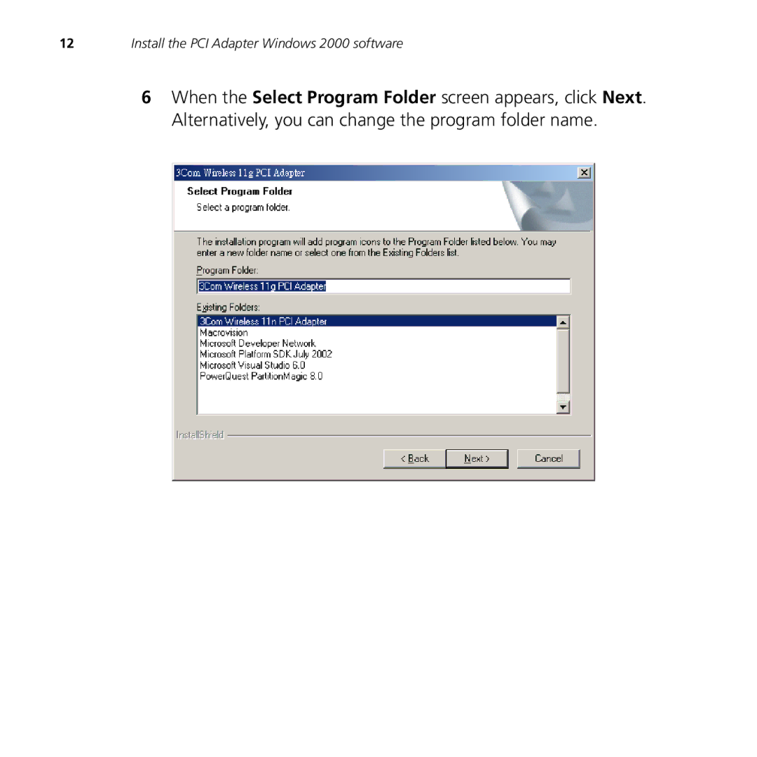 3Com 3CRPCIG75-LAT manual Install the PCI Adapter Windows 2000 software 
