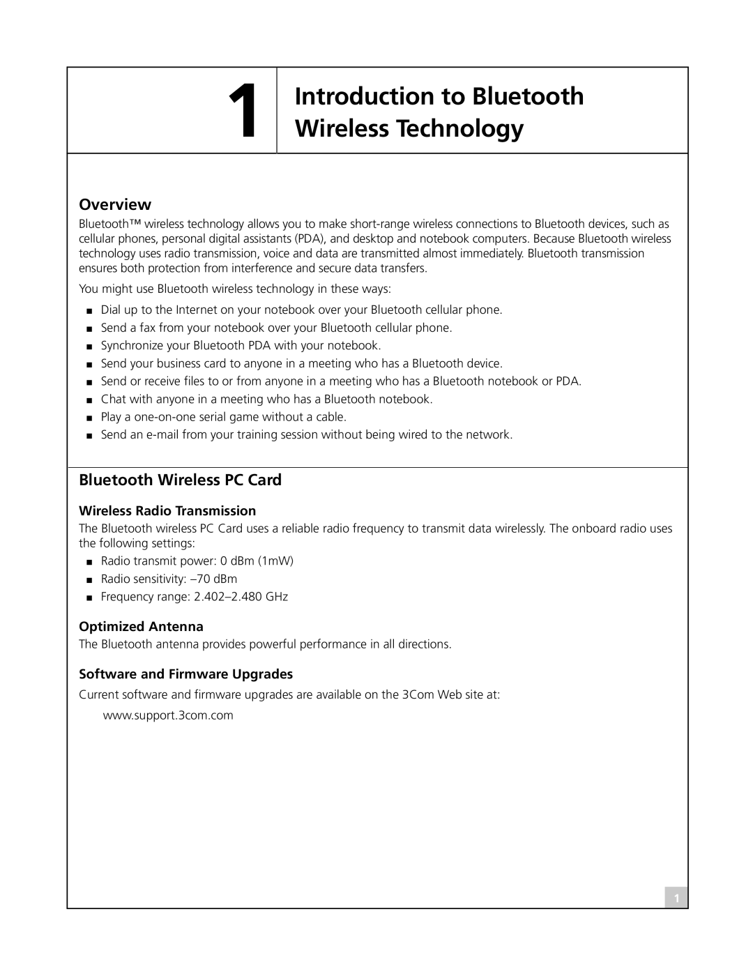 3Com 3CRWB6096 manual Overview, Bluetooth Wireless PC Card 