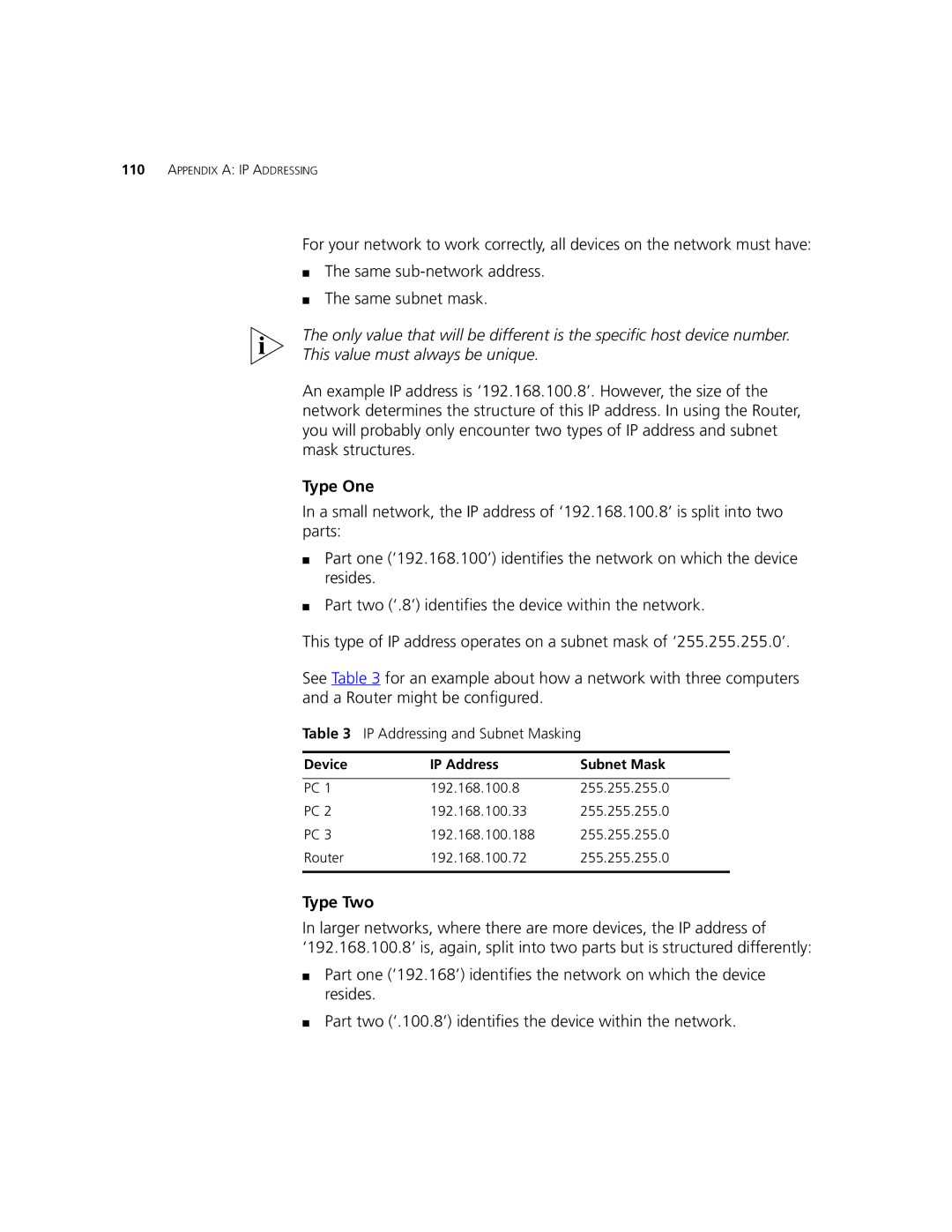 3Com 3CRWDR101B-75, 3CRWDR101A-75 manual Type One, Type Two 