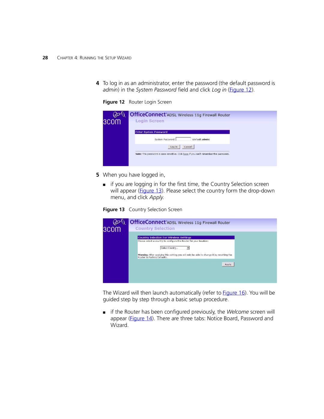 3Com 3CRWDR101B-75, 3CRWDR101A-75 manual Router Login Screen 