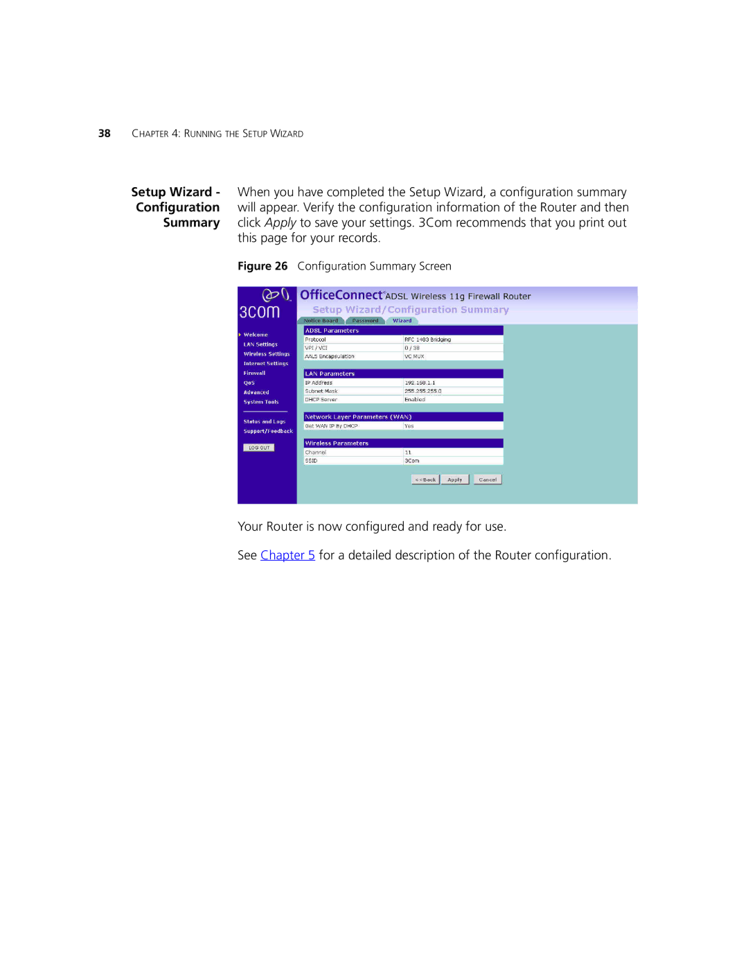 3Com 3CRWDR101B-75, 3CRWDR101A-75 manual Configuration Summary Screen 