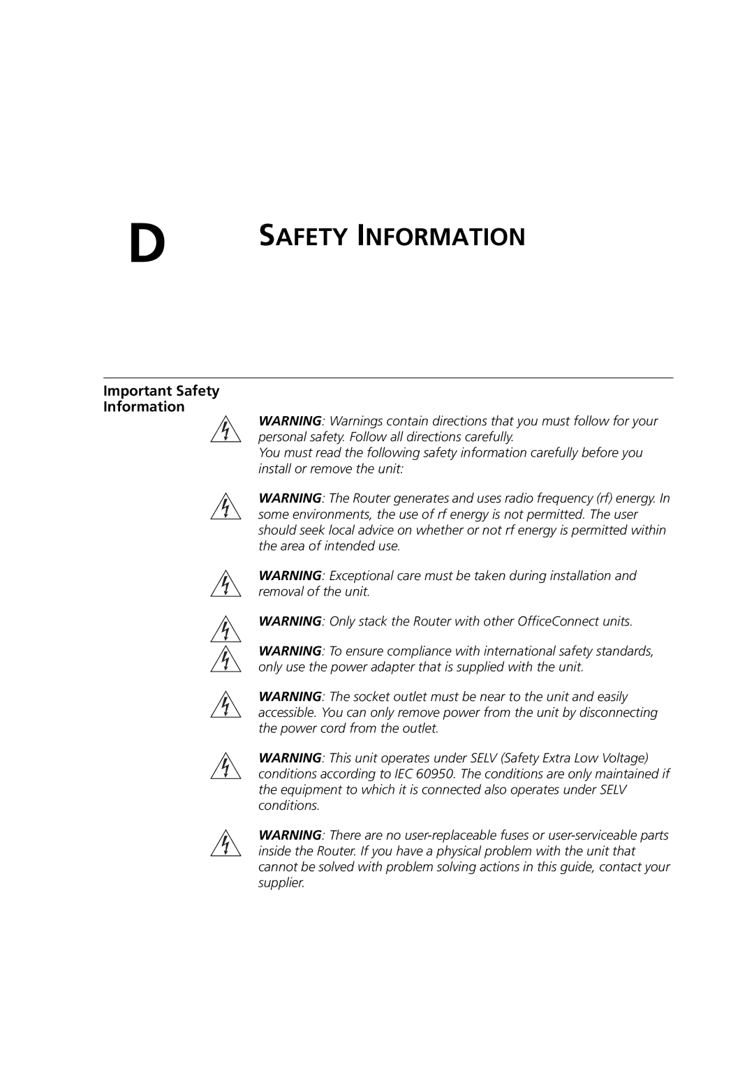 3Com 3CRWDR200B-75, 3CRWDR200A-75, WL-553 manual Important Safety Information 