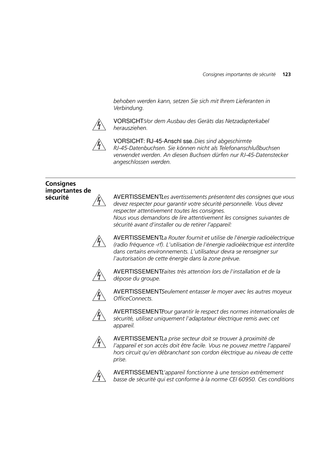 3Com 3CRWDR200A-75, 3CRWDR200B-75, WL-553 manual Consignes importantes de sécurité 