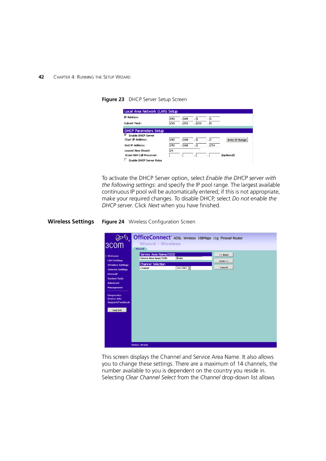 3Com 3CRWDR200A-75, 3CRWDR200B-75, WL-553 manual Dhcp Server Setup Screen 