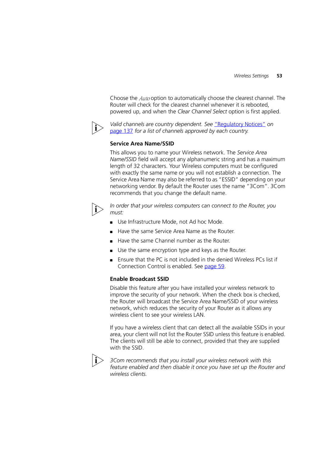 3Com WL-553, 3CRWDR200A-75, 3CRWDR200B-75 manual Service Area Name/SSID, Enable Broadcast Ssid 