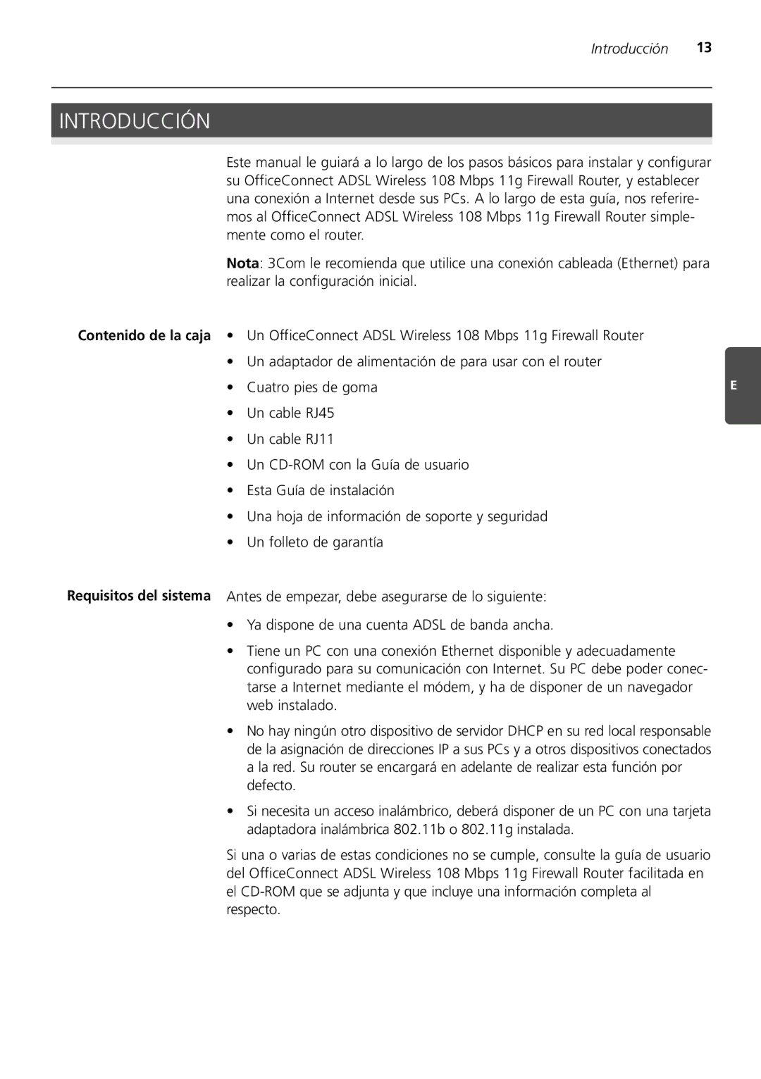 3Com 3CRWDR200A-75 installation manual Introducción, Cuatro pies de goma 