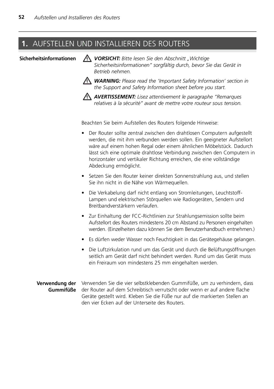 3Com 3CRWDR200A-75 installation manual Aufstellen UND Installieren DES Routers 