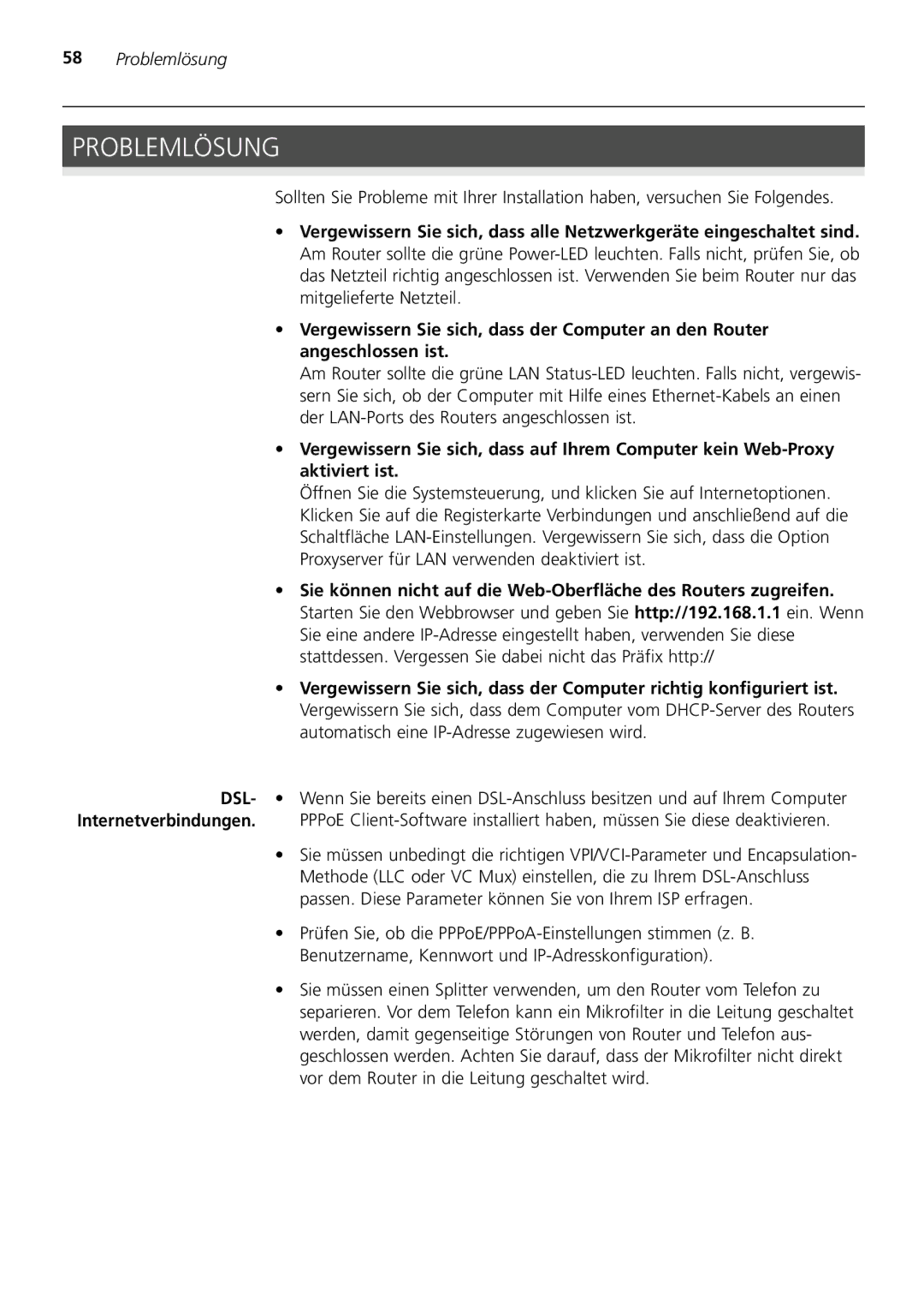 3Com 3CRWDR200A-75 installation manual Problemlösung 