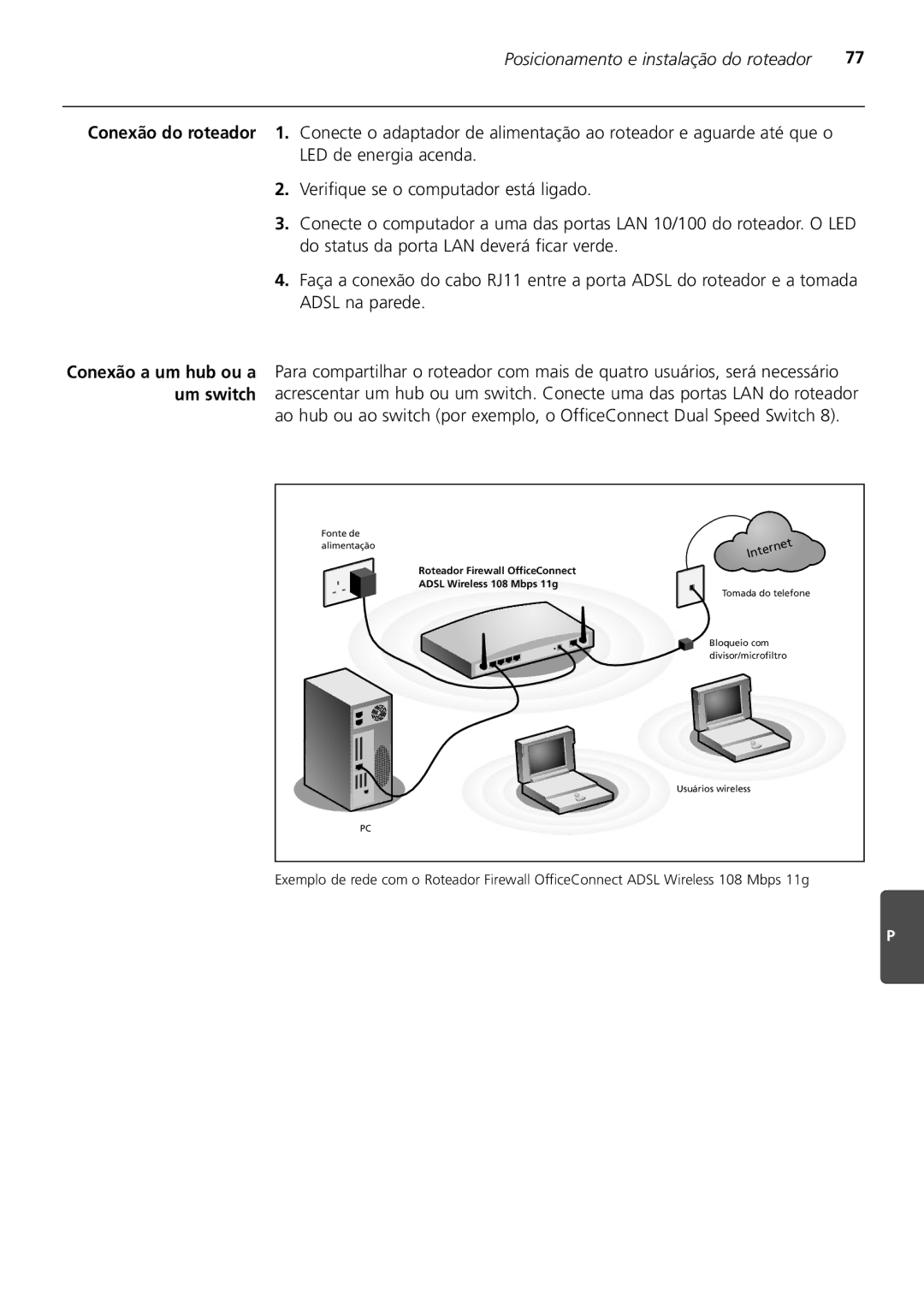 3Com 3CRWDR200A-75 installation manual Posicionamento e instalação do roteador 