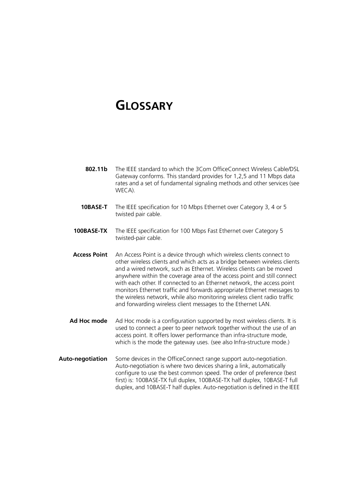 3Com 3CRWE52196 manual Glossary 